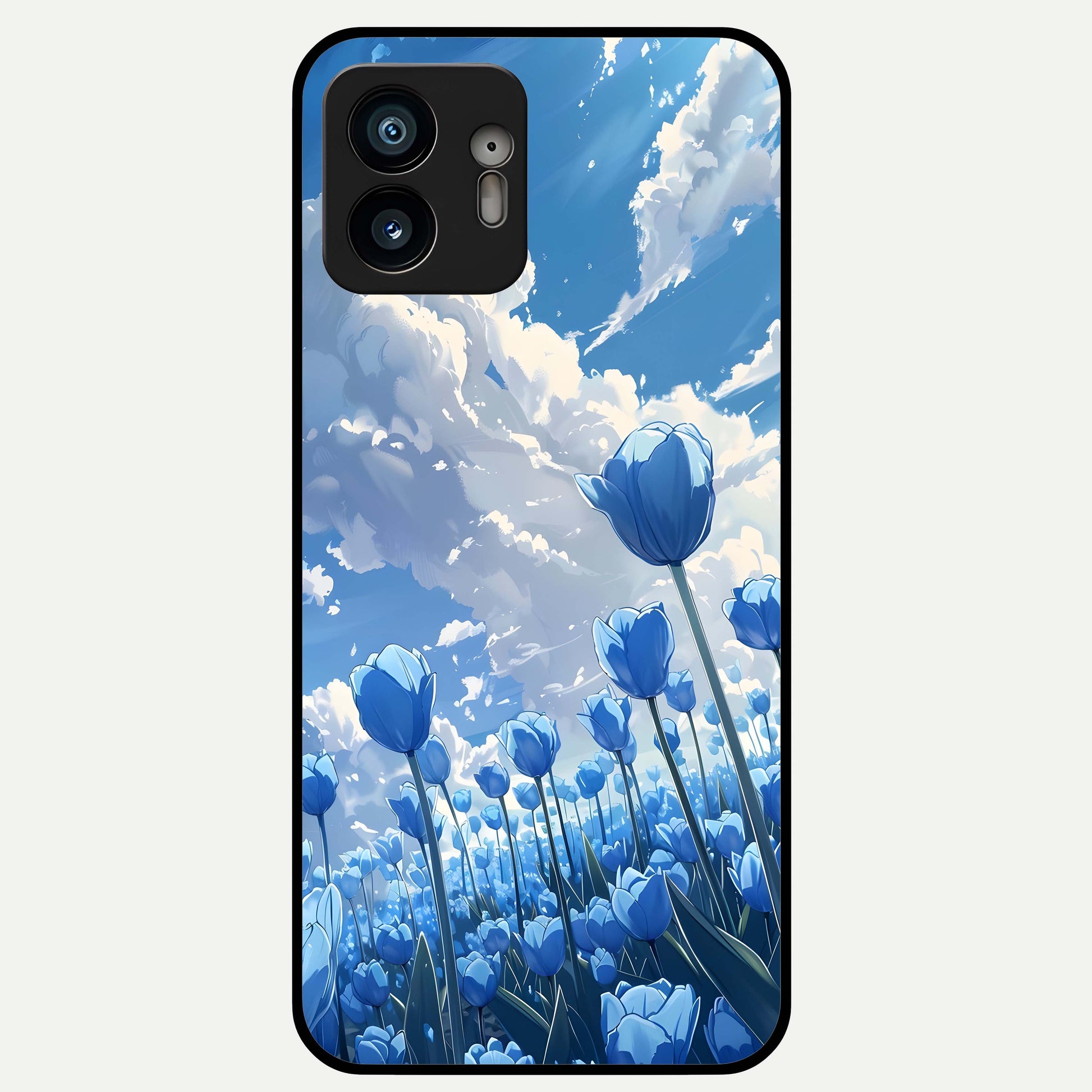  Blue Tulip Clouds Glass Case For Nothing Phone 2 back cover – full design glossy printed glass finish