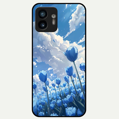  Blue Tulip Clouds Glass Case For Nothing Phone 2 back cover – full design glossy printed glass finish