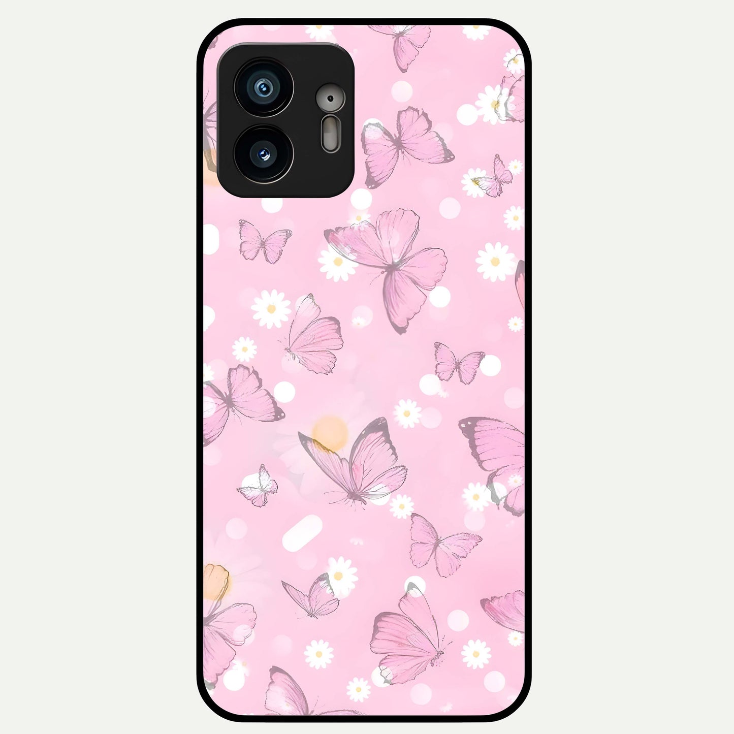  Blush Butterfly Garden Glass Case For Nothing Phone 2 back cover – full design glossy printed glass finish