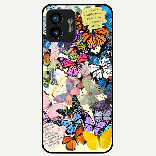  Butterflies Petal Dream Glass Case For Nothing Phone 2 back cover – full design glossy printed glass finish