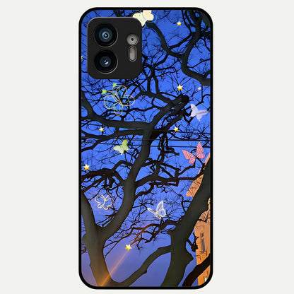  Butterfly Night Magic Glass Case For Nothing Phone 2 back cover – full design glossy printed glass finish