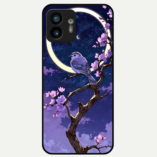  Celestial Bird Blossom Glass Case For Nothing Phone 2 back cover – full design glossy printed glass finish