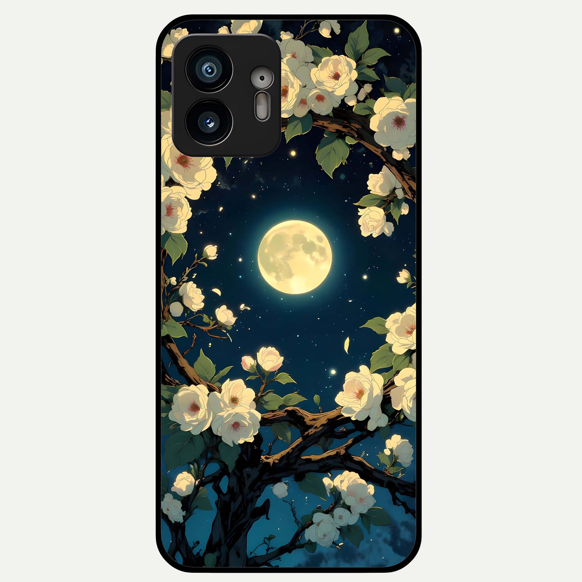  Celestial Moon And Flower Glass Case For Nothing Phone 2 back cover – full design glossy printed glass finish