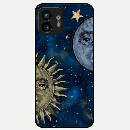  Celestial Moon With Sun Glass Case For Nothing Phone 2 back cover – full design glossy printed glass finish