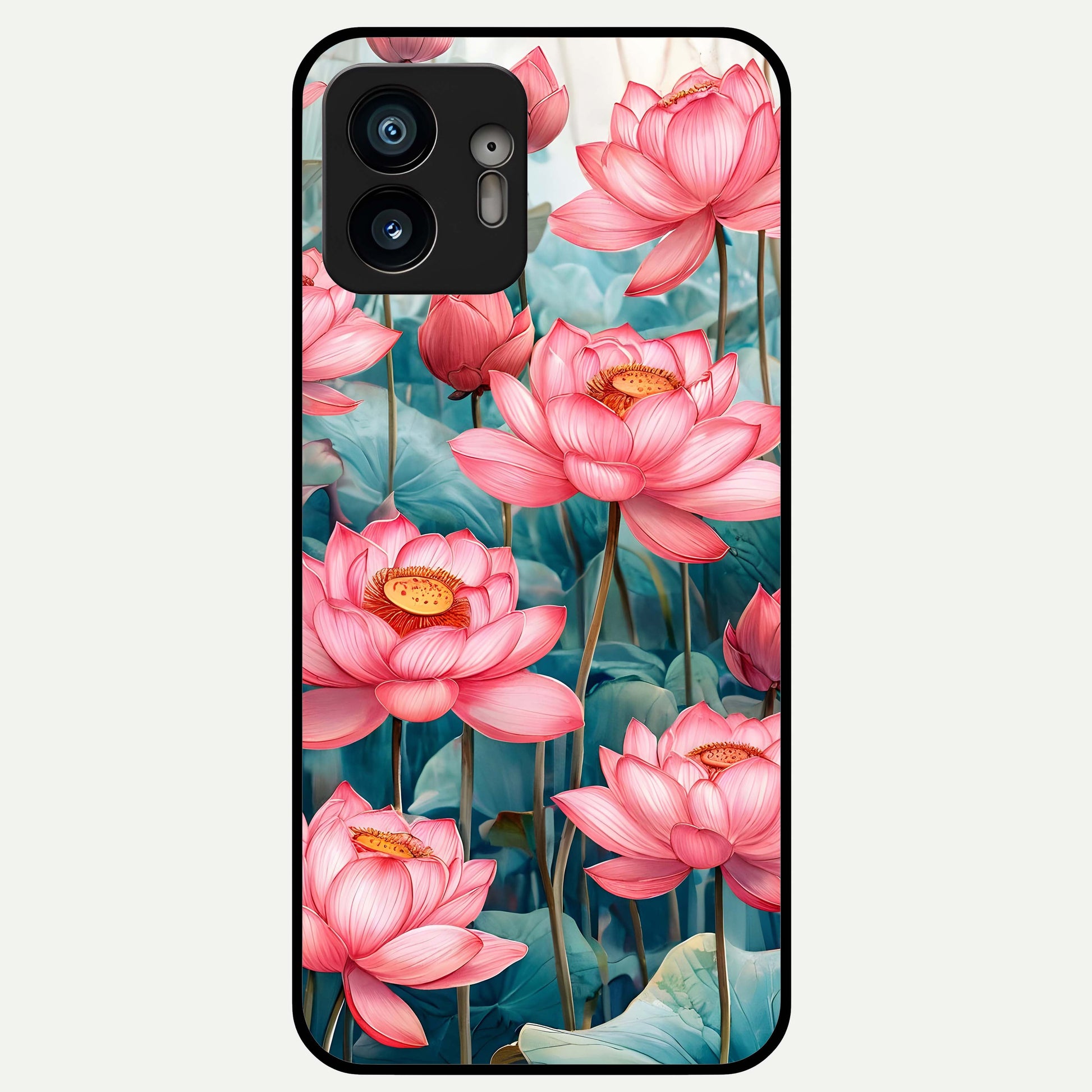  Celestial Pink Lotus Glass Case For Nothing Phone 2 back cover – full design glossy printed glass finish