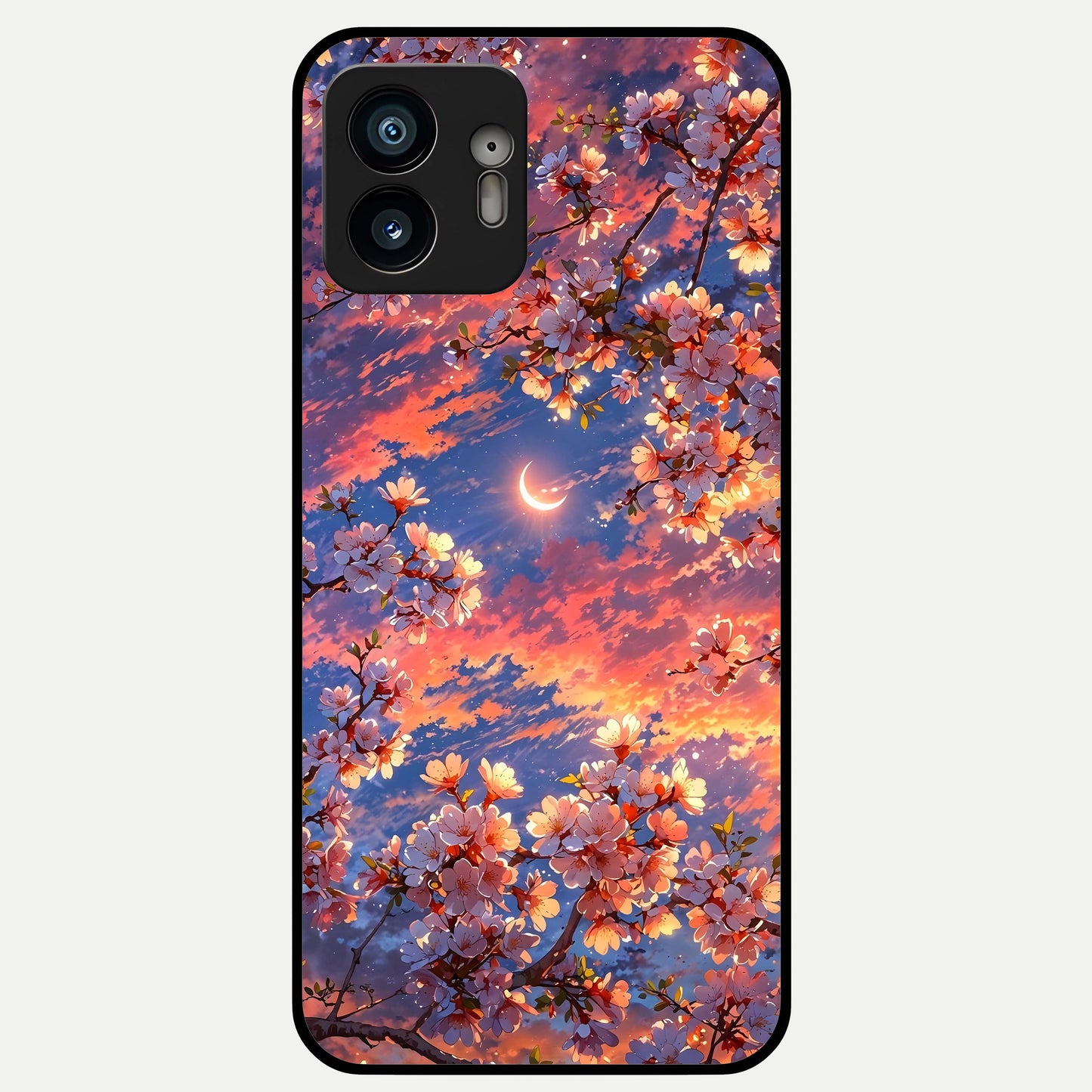  Celestial Sakura Sunset Glass Case For Nothing Phone 2 back cover – full design glossy printed glass finish