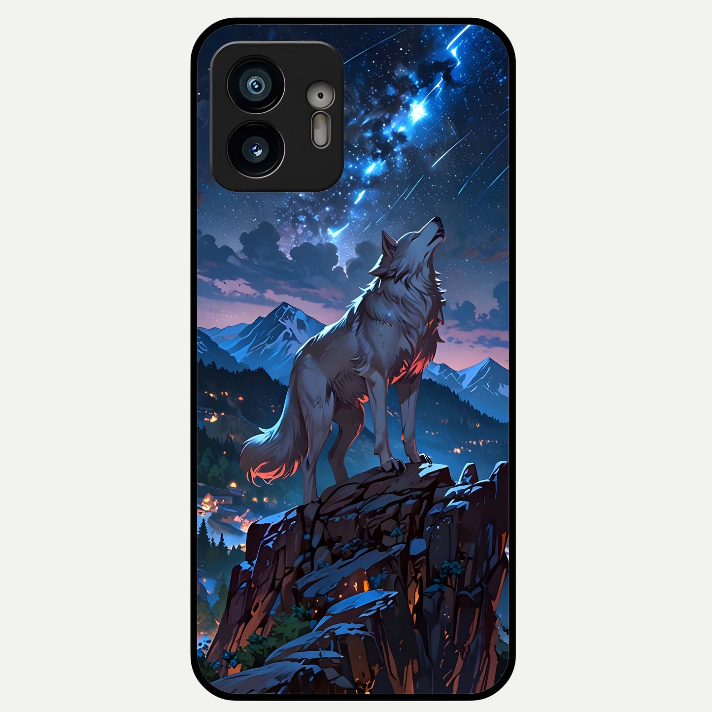  Celestial Wolf Howl Glass Case For Nothing Phone 2 back cover – full design glossy printed glass finish