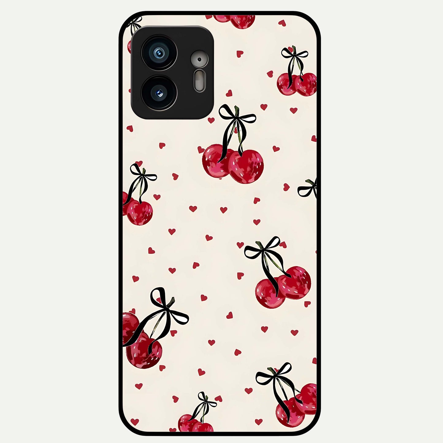  Cherry Heart Bow Glass Case For Nothing Phone 2 back cover – full design glossy printed glass finish
