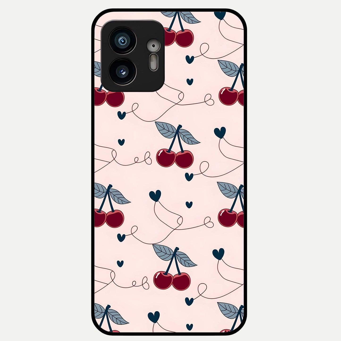  Cherry Heart Line Glass Case For Nothing Phone 2 back cover – full design glossy printed glass finish