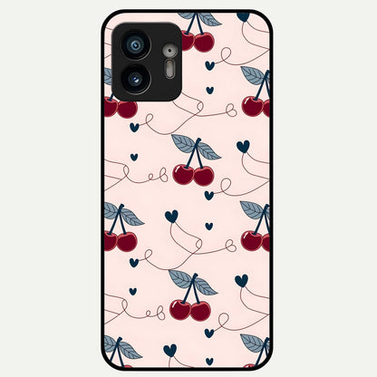  Cherry Heart Line Glass Case For Nothing Phone 2 back cover – full design glossy printed glass finish
