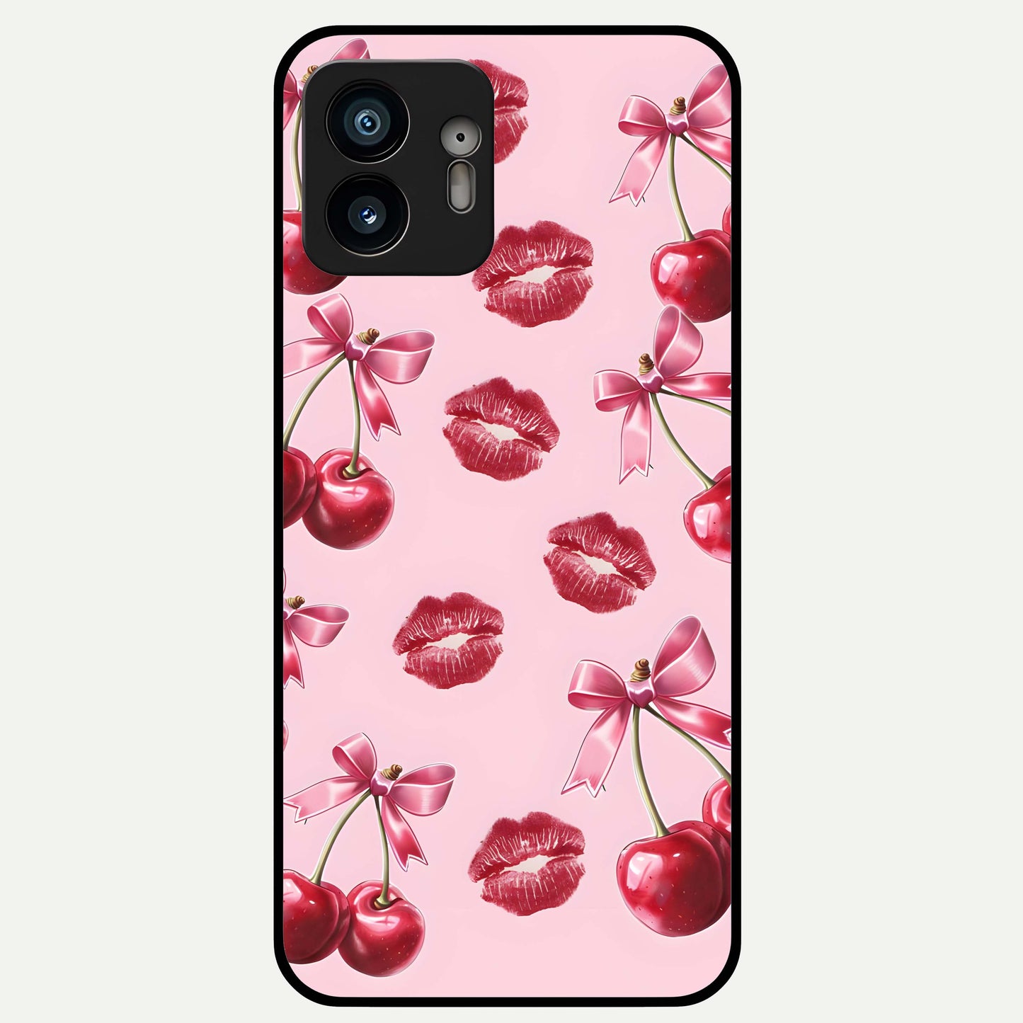  Cherry With Lips Glass Case For Nothing Phone 2 back cover – full design glossy printed glass finish