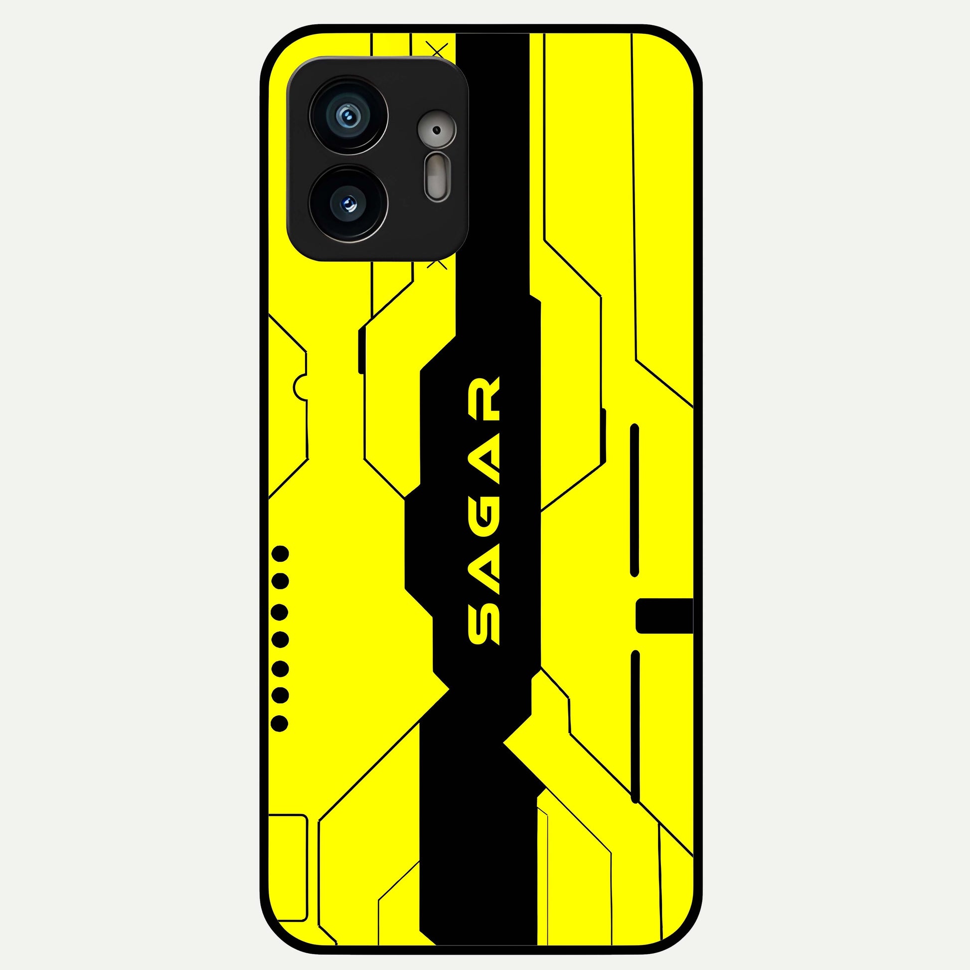  Circuit CYBERPUNK Custom Name Glass Case For Nothing Phone 2 back cover – full design glossy printed glass finish