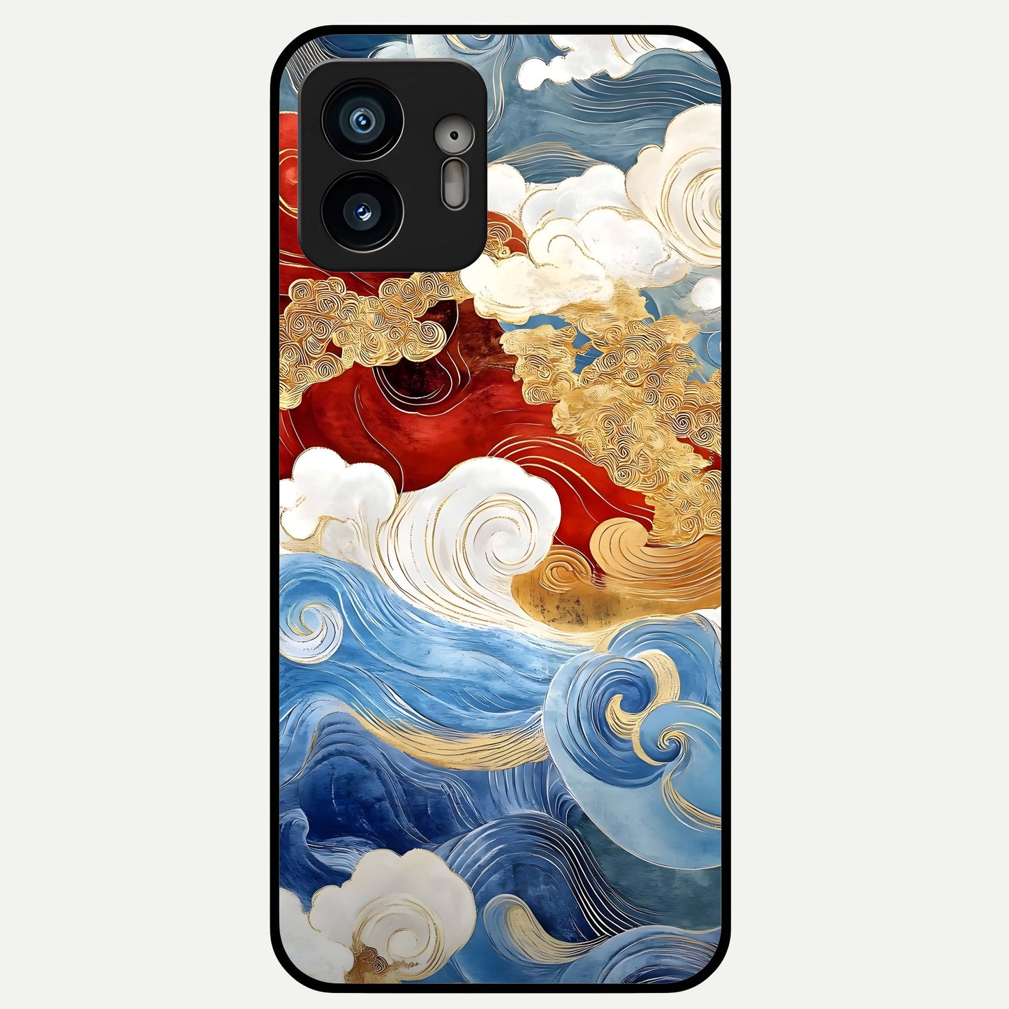  Colored Waves Glass Case For Nothing Phone 2 back cover – full design glossy printed glass finish