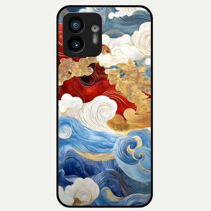  Colored Waves Glass Case For Nothing Phone 2 back cover – full design glossy printed glass finish