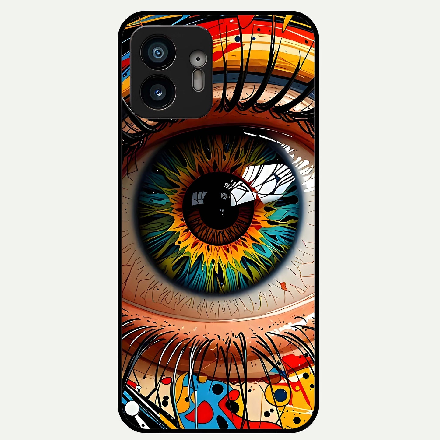  Colorful Eye Glass Case For Nothing Phone 2 back cover – full design glossy printed glass finish