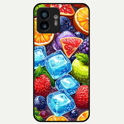  Colorful Fruits with Ice Glass Case For Nothing Phone 2 back cover – full design glossy printed glass finish