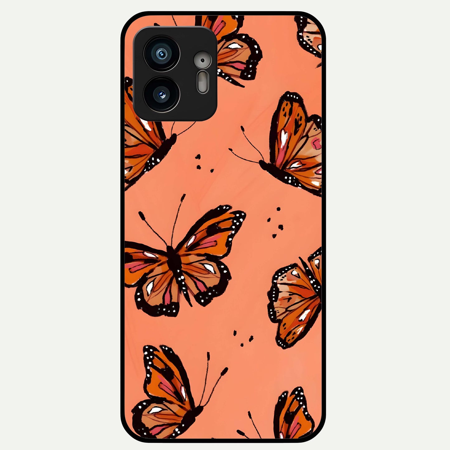  Coral Wing Butterfly Glass Case For Nothing Phone 2 back cover – full design glossy printed glass finish