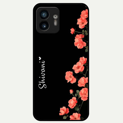  Crimson Bloom Grace Custom Name Glass Case For Nothing Phone 2 back cover – full design glossy printed glass finish