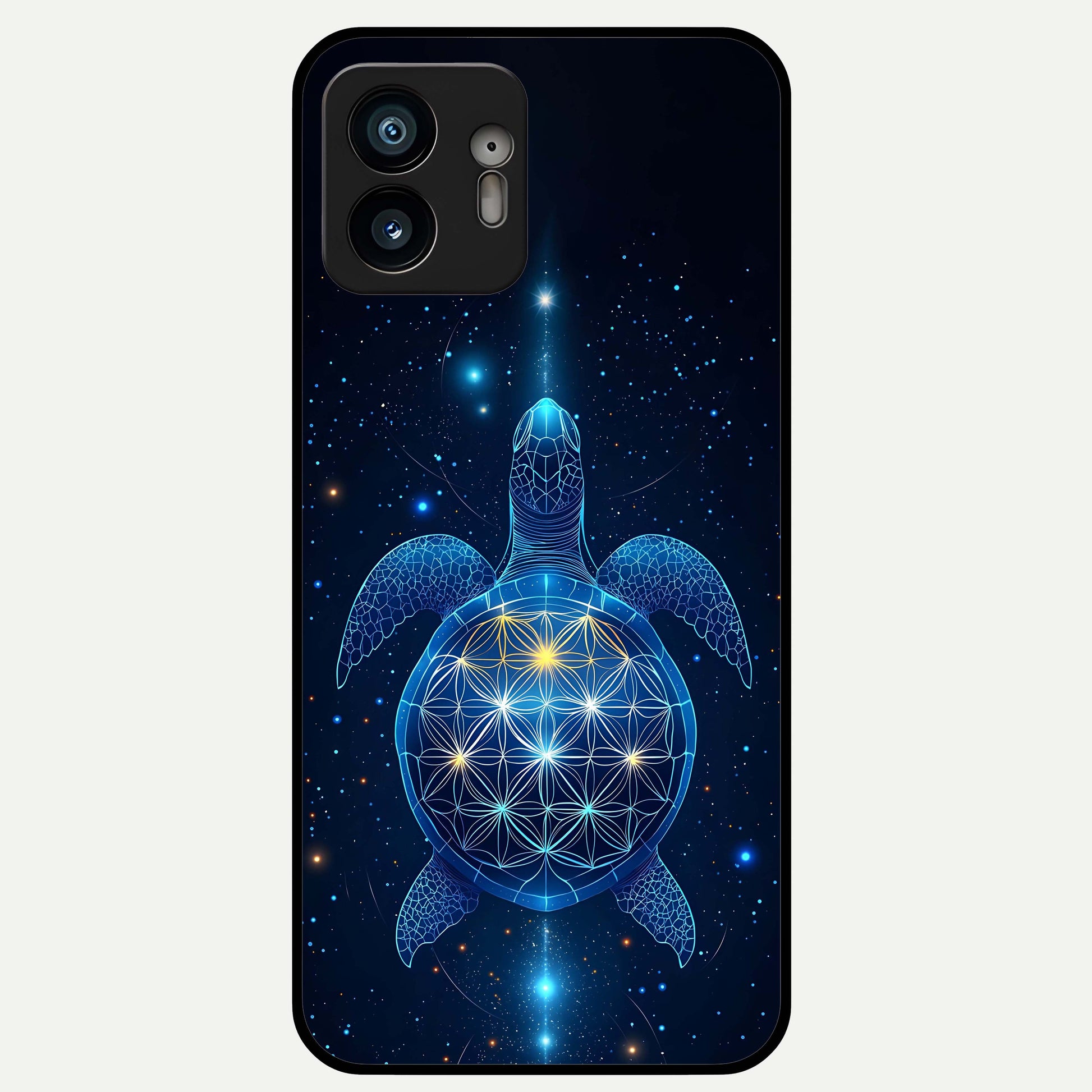  Crimson Blue Turtle Glass Case For Nothing Phone 2 back cover – full design glossy printed glass finish