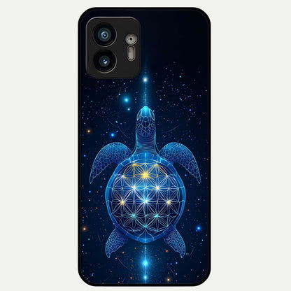  Crimson Blue Turtle Glass Case For Nothing Phone 2 back cover – full design glossy printed glass finish