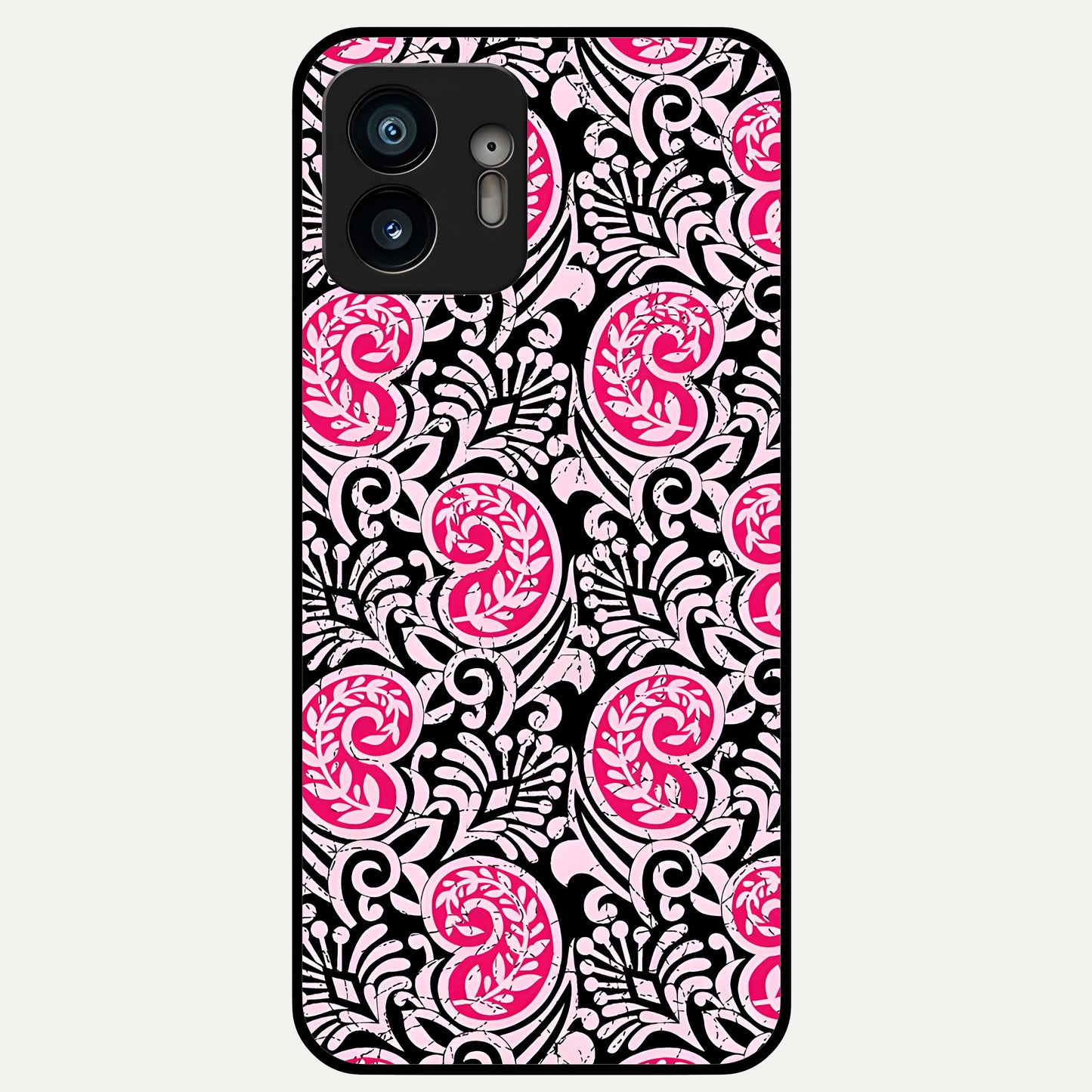  Crimson Paisley Charm Glass Case For Nothing Phone 2 back cover – full design glossy printed glass finish