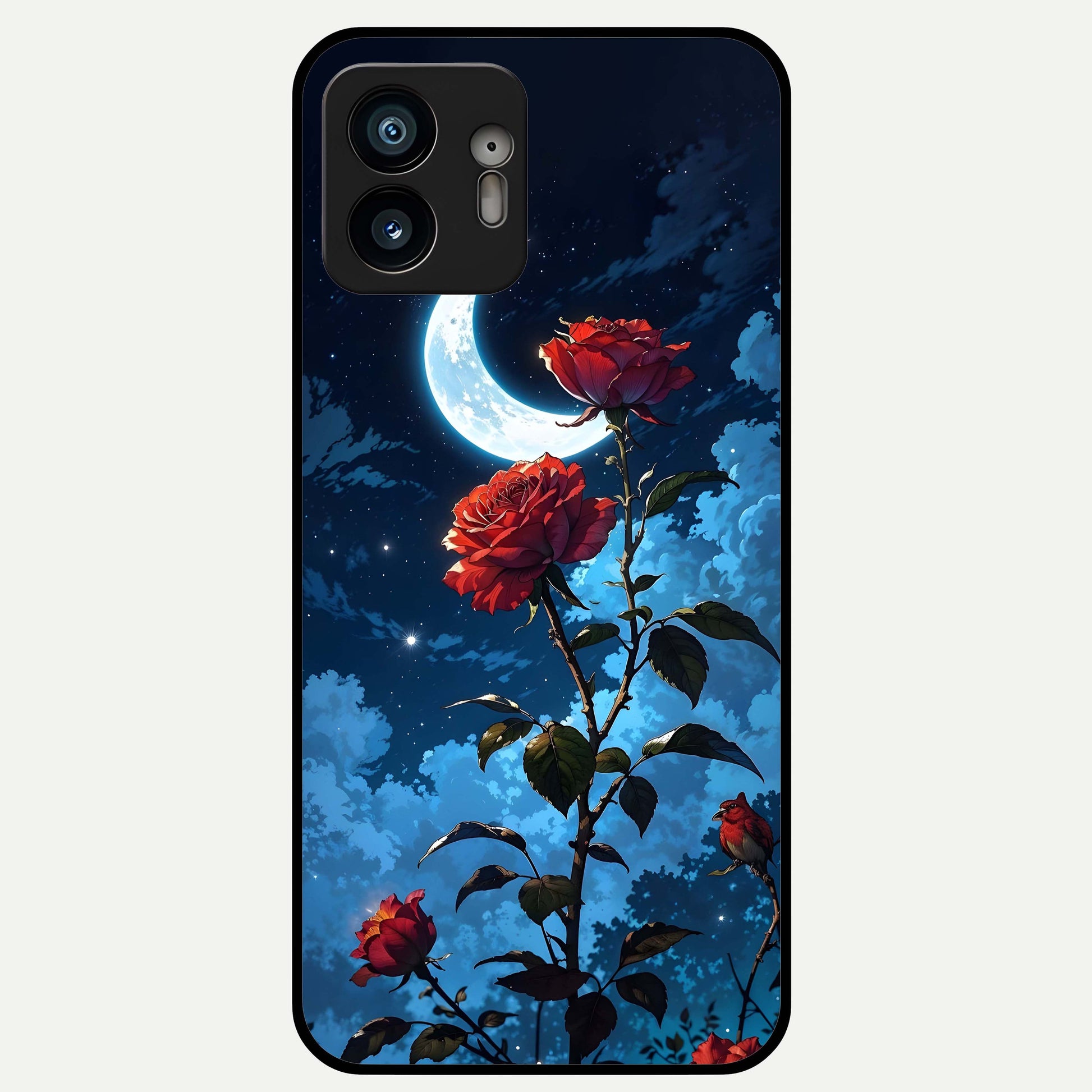  Crimson Rose Moon Glass Case For Nothing Phone 2 back cover – full design glossy printed glass finish