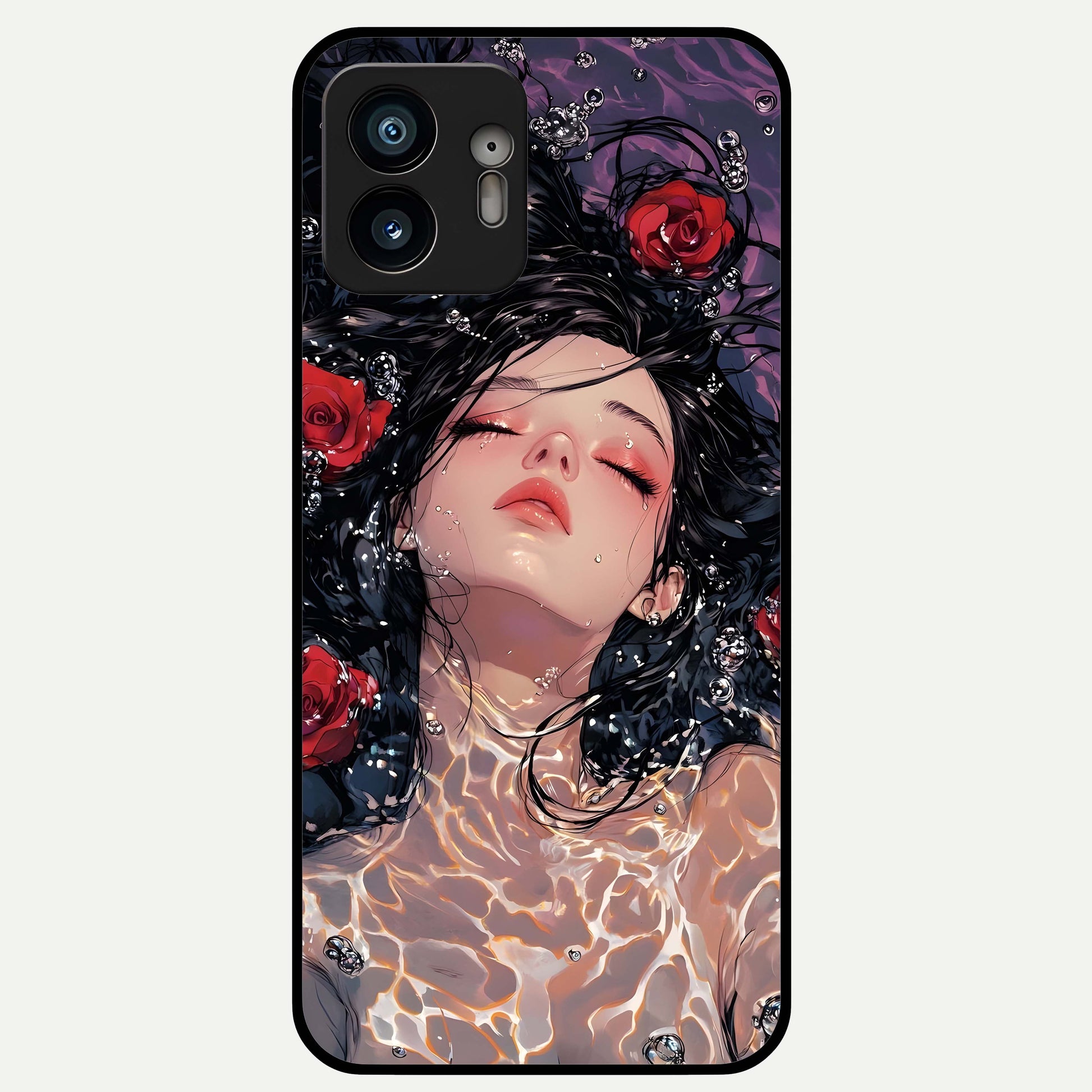  Crimson Rose Serenity Glass Case For Nothing Phone 2 back cover – full design glossy printed glass finish