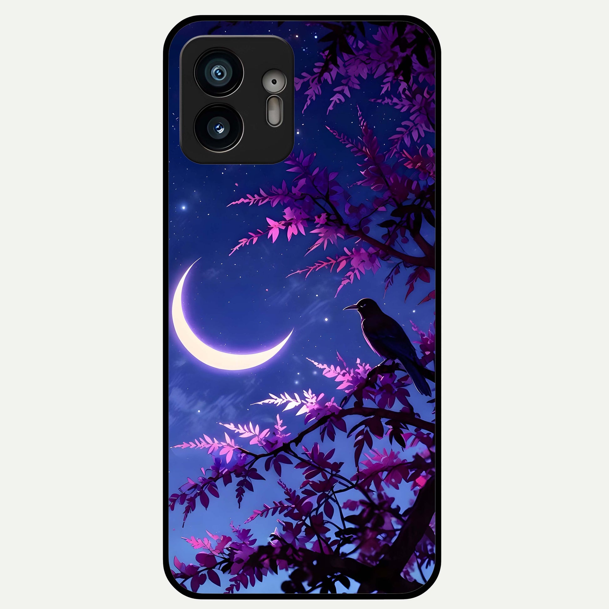  Crow And Moon Scenery Glass Case For Nothing Phone 2 back cover – full design glossy printed glass finish