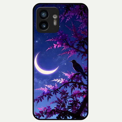  Crow And Moon Scenery Glass Case For Nothing Phone 2 back cover – full design glossy printed glass finish