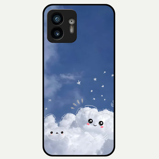  Cute Blossom Cloud Glass Case For Nothing Phone 2 back cover – full design glossy printed glass finish