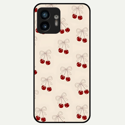  Cute Cherry Pattern Glass Case For Nothing Phone 2 back cover – full design glossy printed glass finish