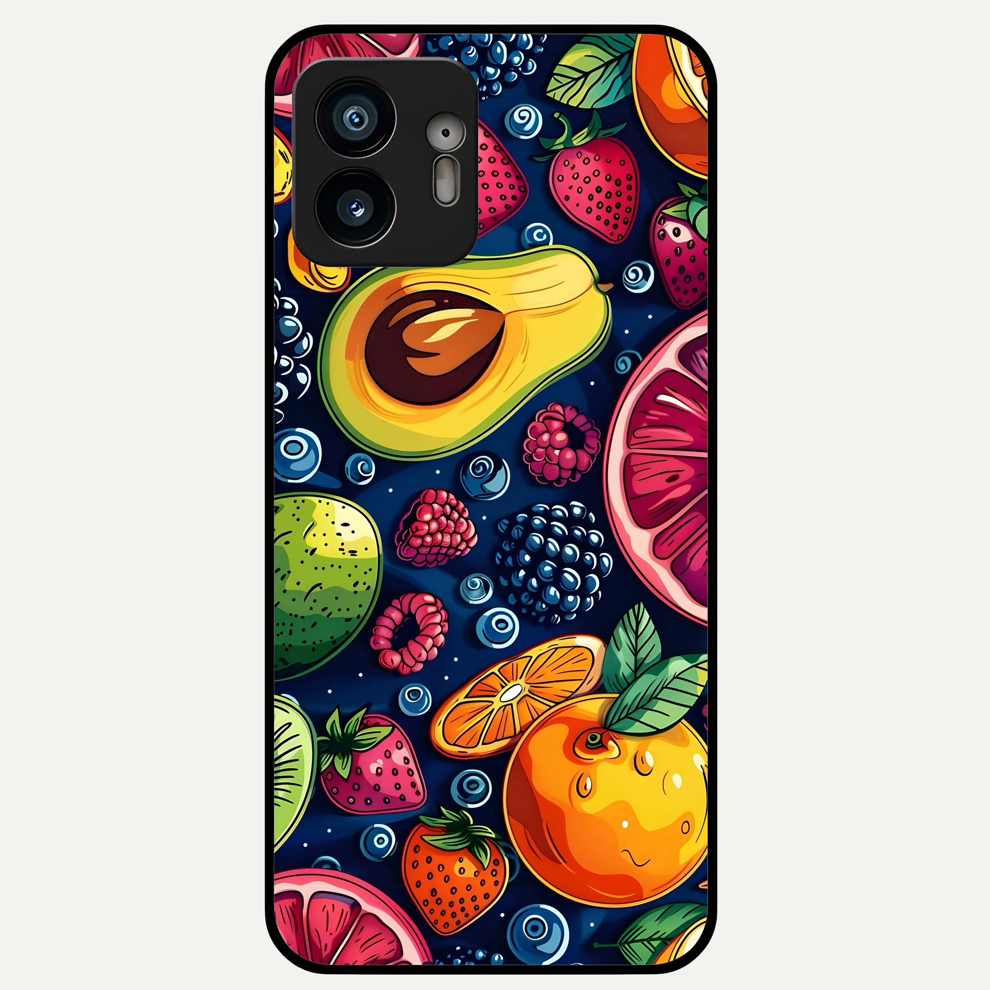  Cute Fruits Art Glass Case For Nothing Phone 2 back cover – full design glossy printed glass finish