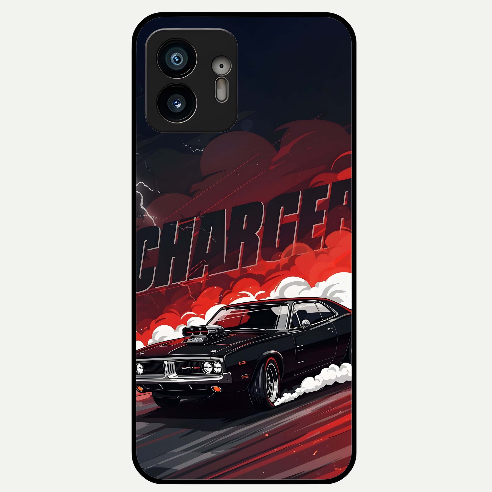  Dark Charger Fury Glass Case For Nothing Phone 2 back cover – full design glossy printed glass finish