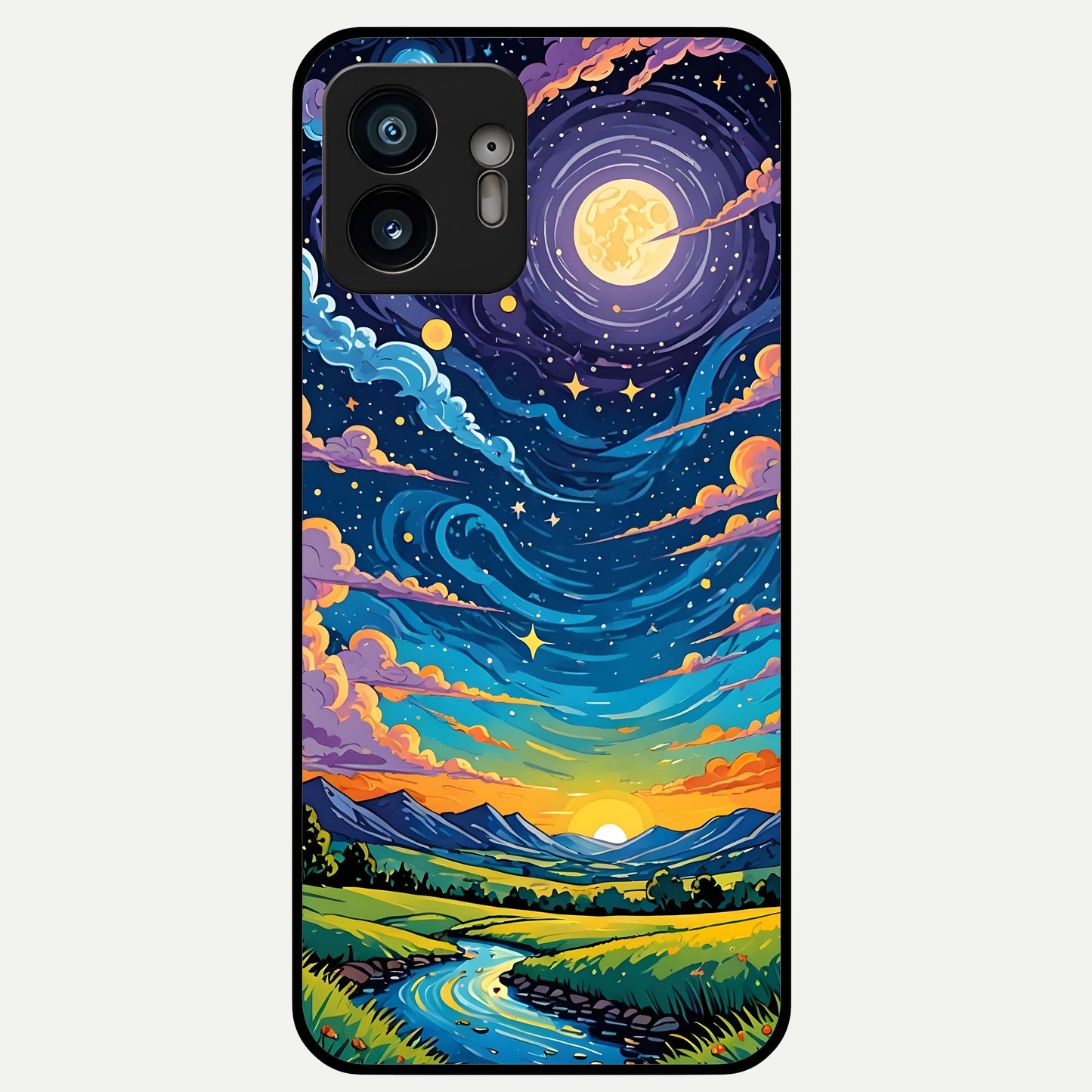  Dreamy Night Landscape Glass Case For Nothing Phone 2 back cover – full design glossy printed glass finish