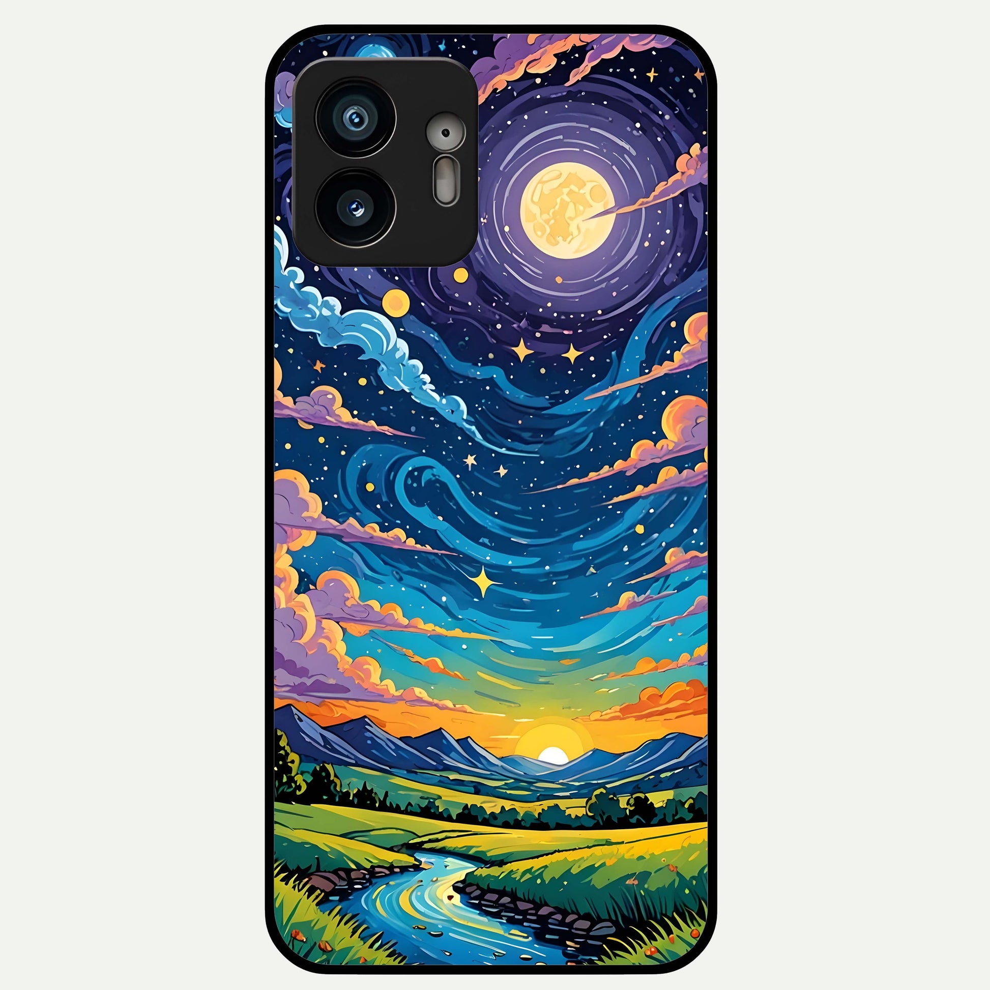 Dreamy Night Landscape Glass Case For Nothing Phone 2 back cover – full design glossy printed glass finish