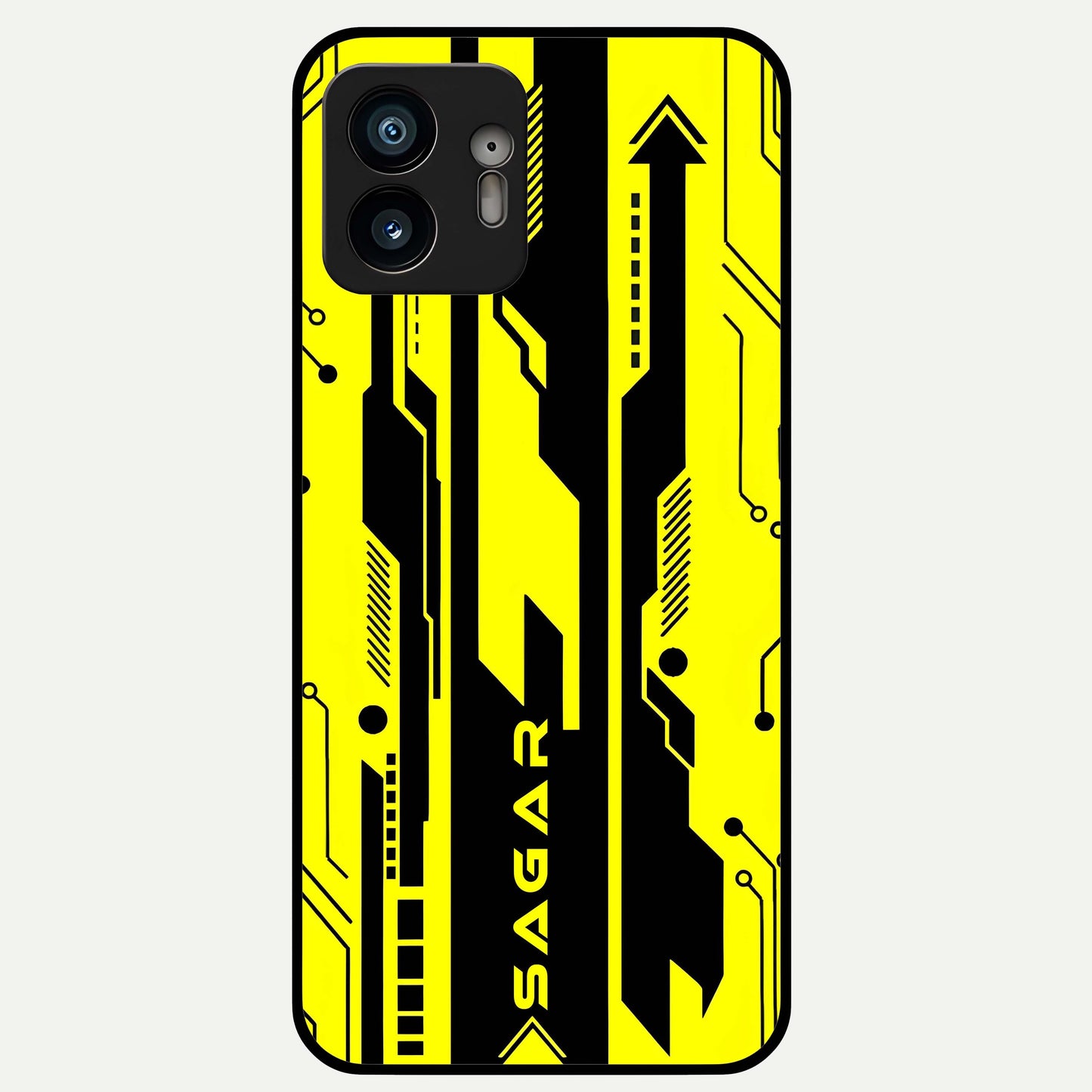  Electric Pulse CYBERPUNK Custom Name Glass Case For Nothing Phone 2 back cover – full design glossy printed glass finish