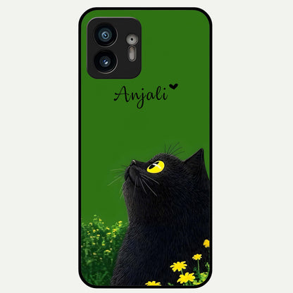  Emerald Cat Custom Name Glass Case For Nothing Phone 2 back cover – full design glossy printed glass finish