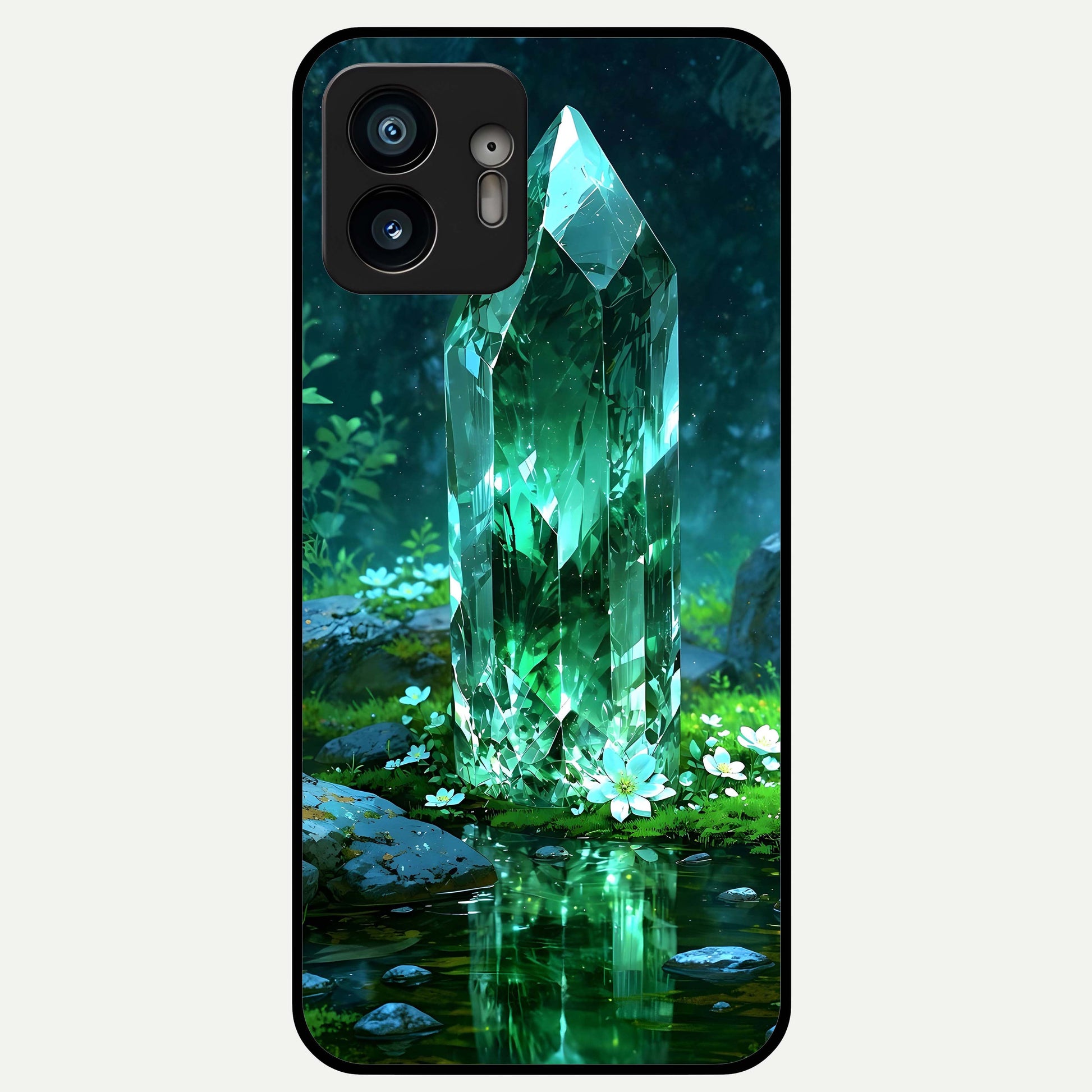  Emerald Light Crystal Glass Case For Nothing Phone 2 back cover – full design glossy printed glass finish