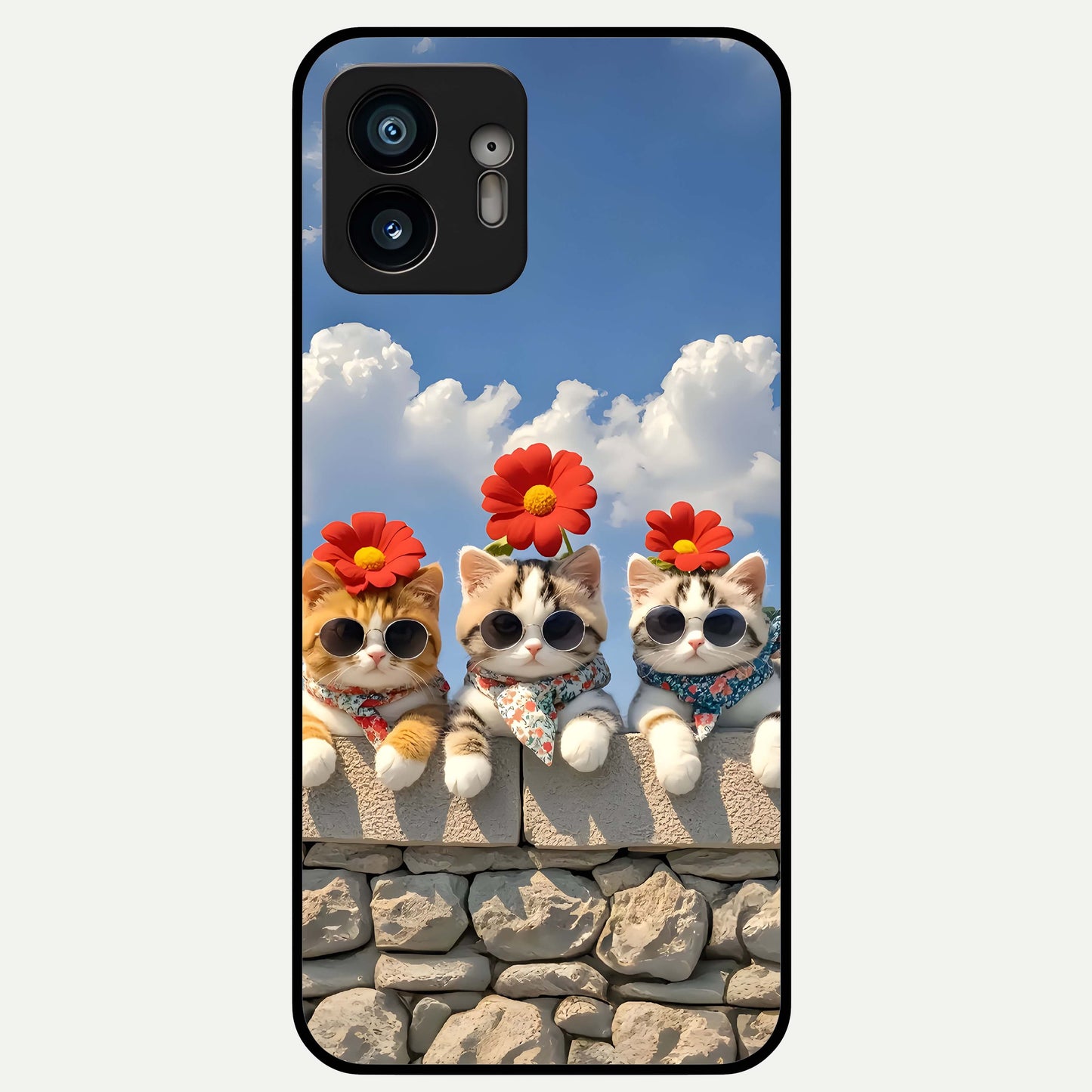  Floral Kitty Squad Glass Case For Nothing Phone 2 back cover – full design glossy printed glass finish