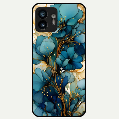  Golden Bloom Symphony Glass Case For Nothing Phone 2 back cover – full design glossy printed glass finish