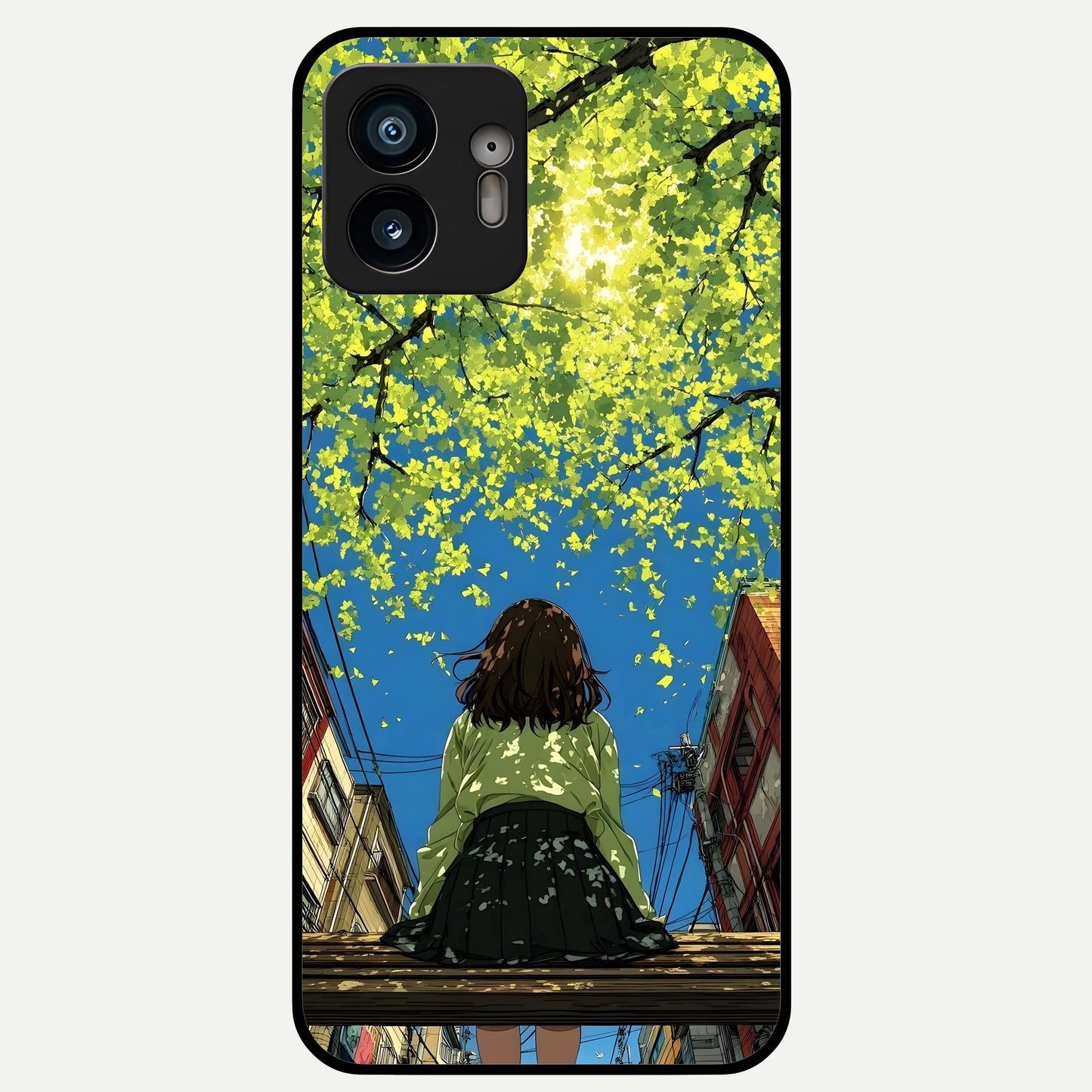  Golden Leaves Glow Glass Case For Nothing Phone 2 back cover – full design glossy printed glass finish