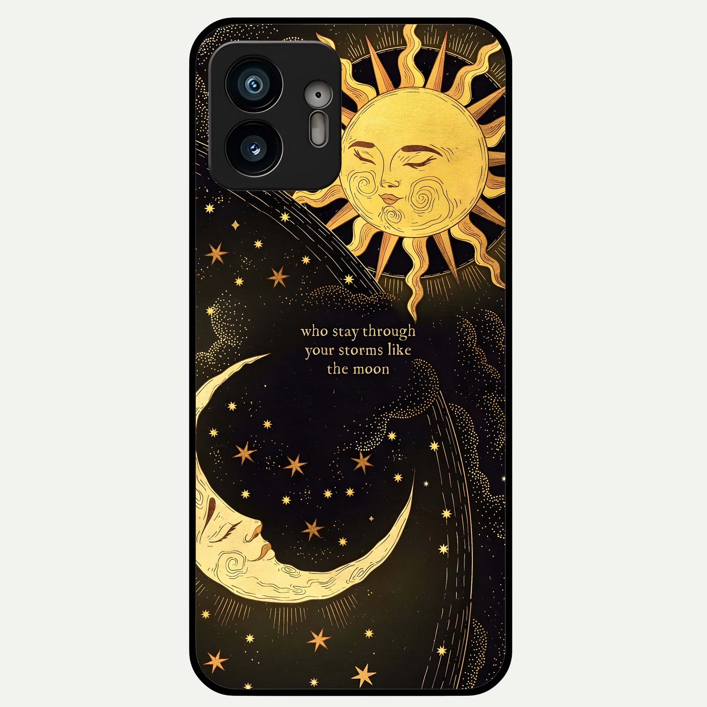  Golden Lunar Love Glass Case For Nothing Phone 2 back cover – full design glossy printed glass finish