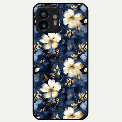  Golden Midnight Bloom Glass Case For Nothing Phone 2 back cover – full design glossy printed glass finish