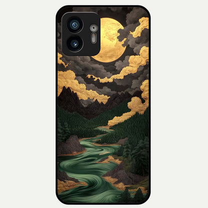  Golden River Moon Glass Case For Nothing Phone 2 back cover – full design glossy printed glass finish