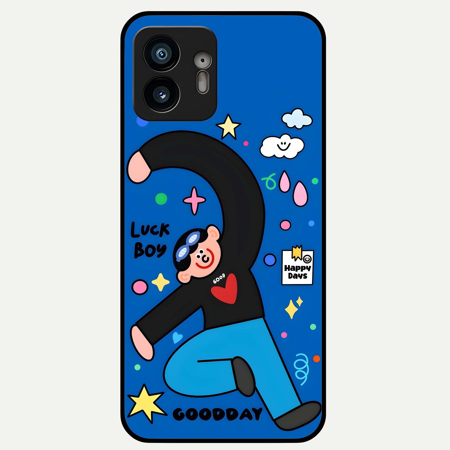  Happy Luck Vibe Glass Case For Nothing Phone 2 back cover – full design glossy printed glass finish