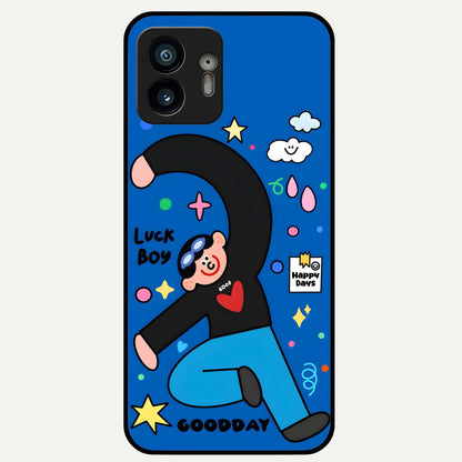 Happy Luck Vibe Glass Case For Nothing Phone 2 back cover – full design glossy printed glass finish