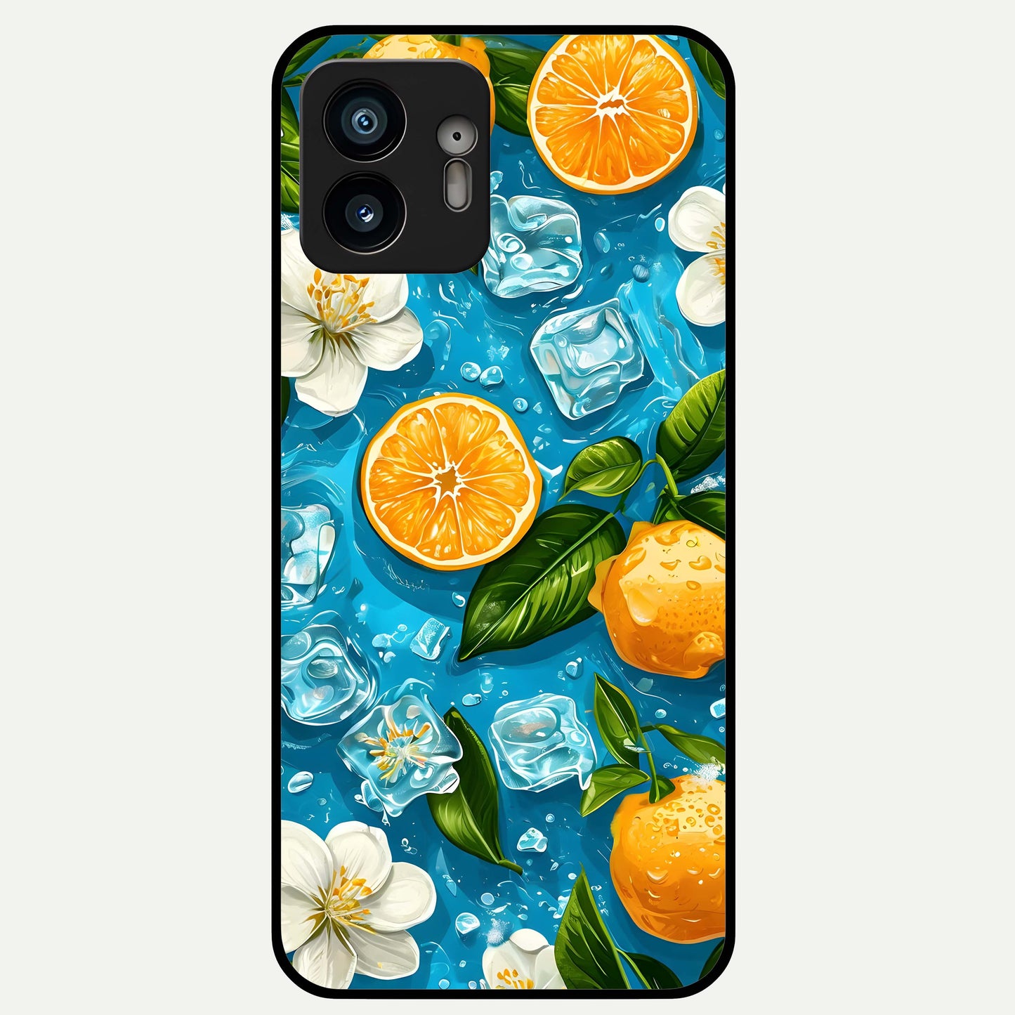  Ice Cube With Orange Glass Case For Nothing Phone 2 back cover – full design glossy printed glass finish