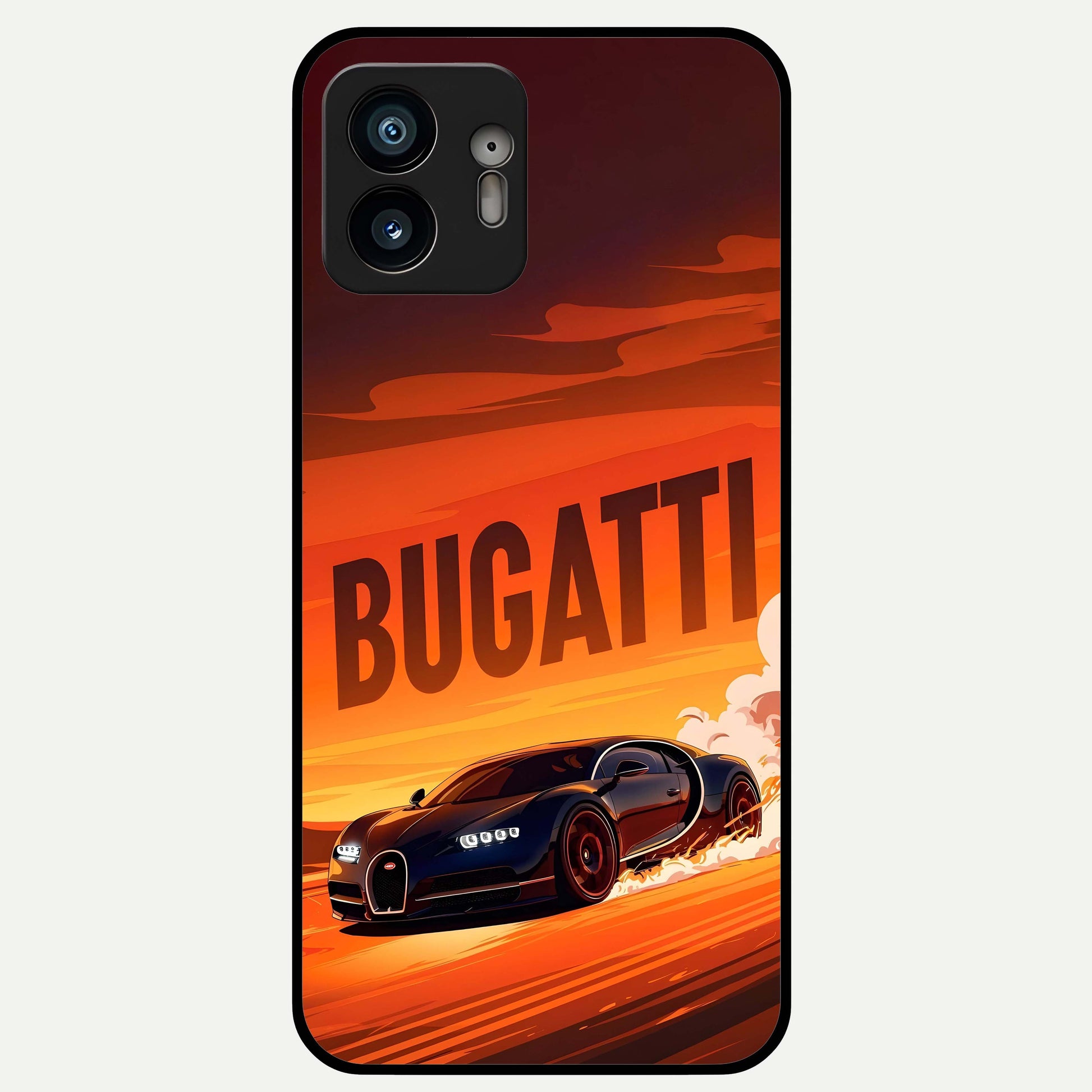  Inferno Bugatti Storm Glass Case For Nothing Phone 2 back cover – full design glossy printed glass finish