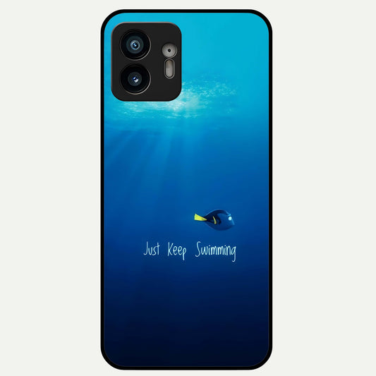  Just Keep Swimming Glass Case For Nothing Phone 2 back cover – full design glossy printed glass finish