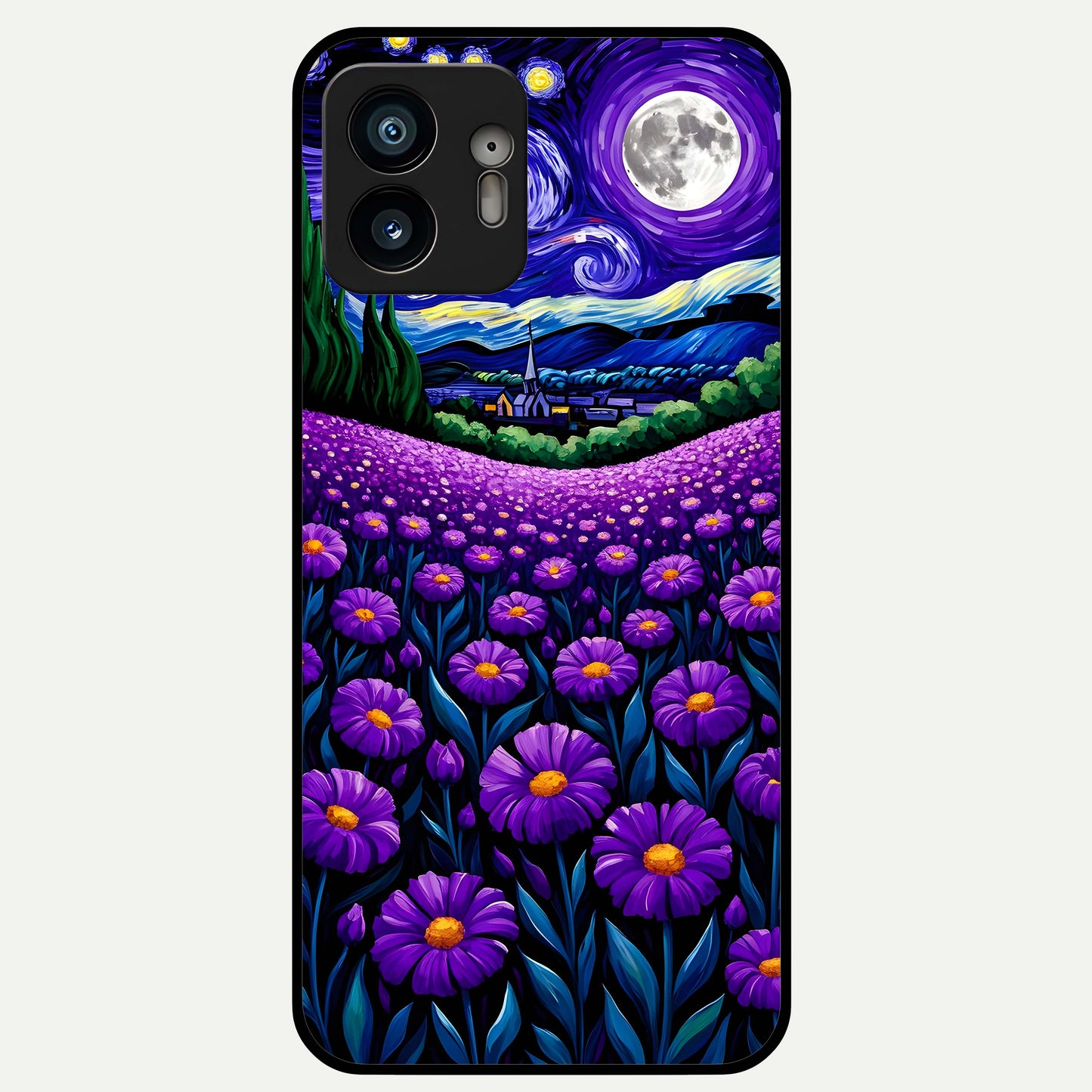  Lavender Moon Field Glass Case For Nothing Phone 2 back cover – full design glossy printed glass finish
